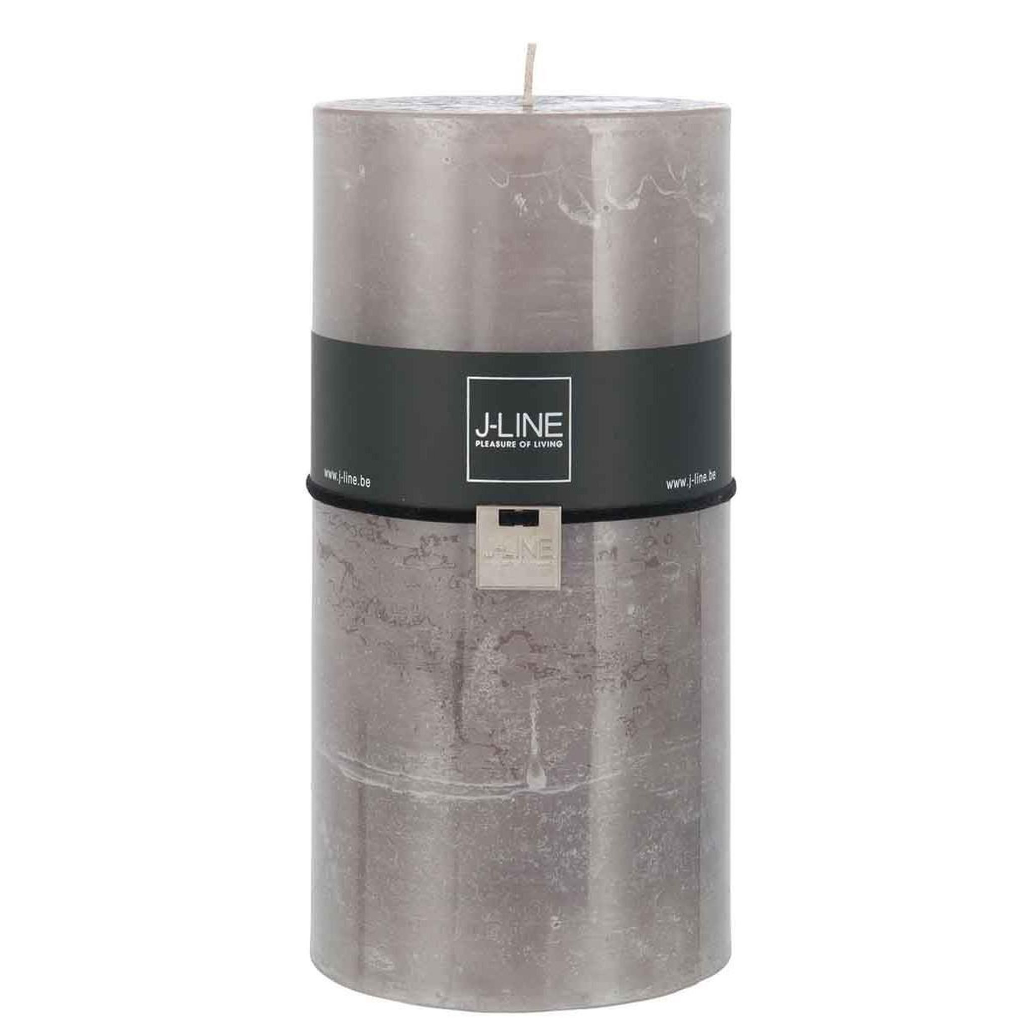 Voir la diapositive 2 : J-LINE Bougie cylindrique déco  junina  20cm taupe