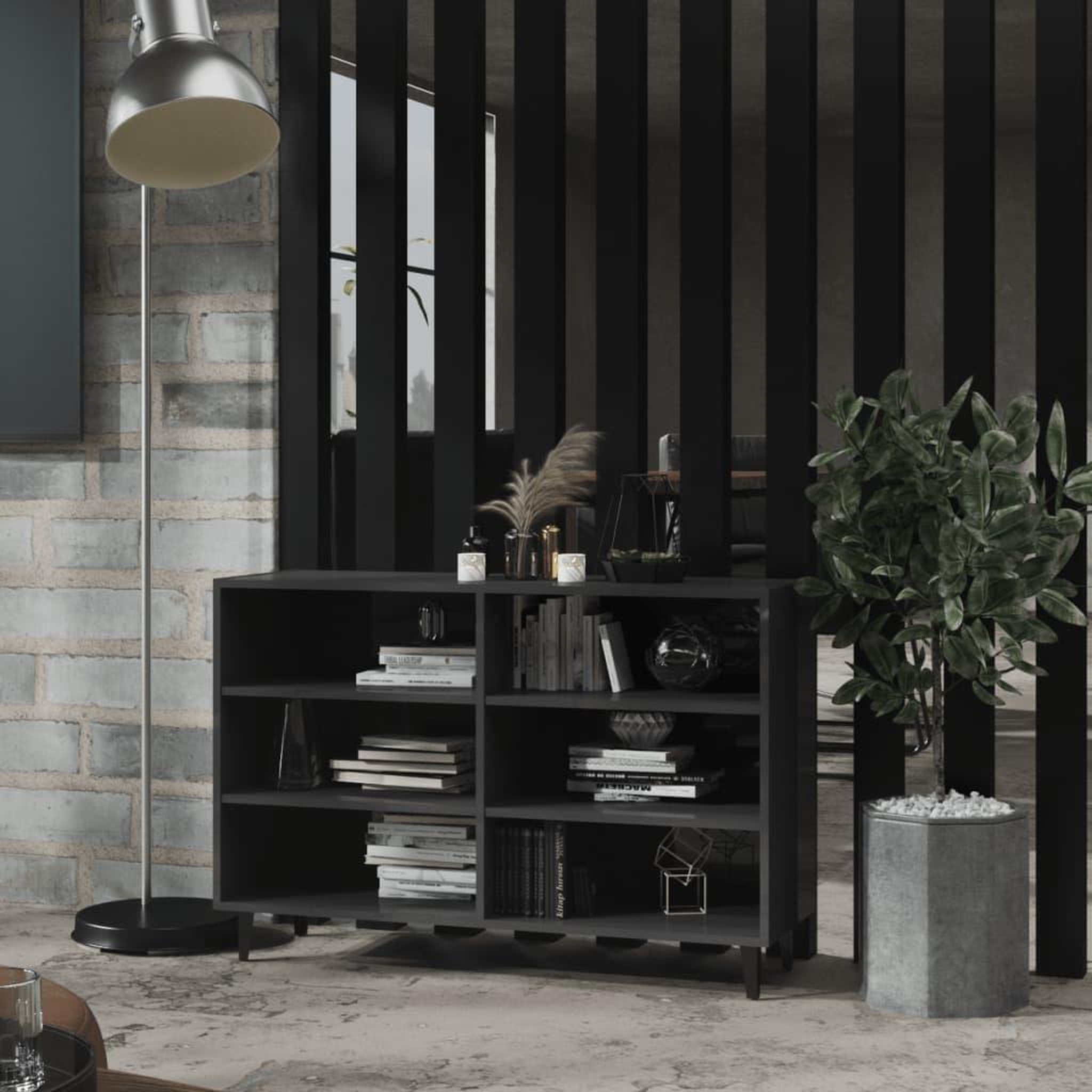 Voir la diapositive 1 : VIDAXL Buffet gris brillant 103,5x35x70 cm bois d'ingenierie