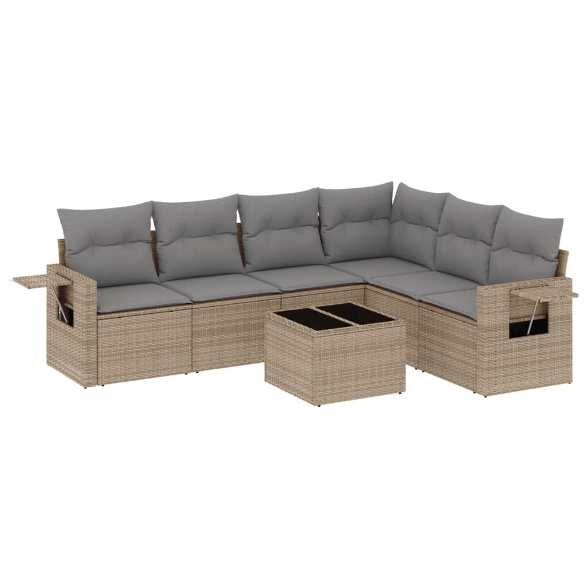 Voir la diapositive 2 : VIDAXL Salon de jardin avec coussins 7 pcs beige resine tressee