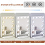 Voir la diapositive 5 : HOMCOM Miroir maquillage Hollywood lumineux LED tactile - 3 modes éclairage, inclinable, adaptateur - métal blanc verre