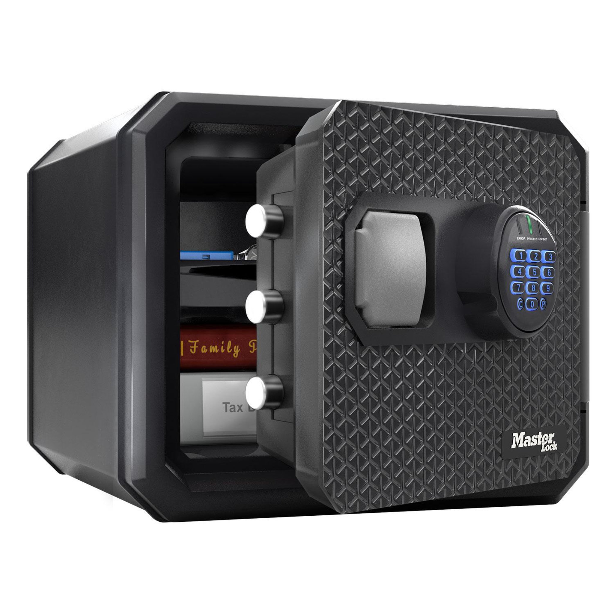 Master lock Coffre-fort anti feu et etanche, 23l, 417x 348x 478 mm, combinaison digitale et clavier rétroéclairé