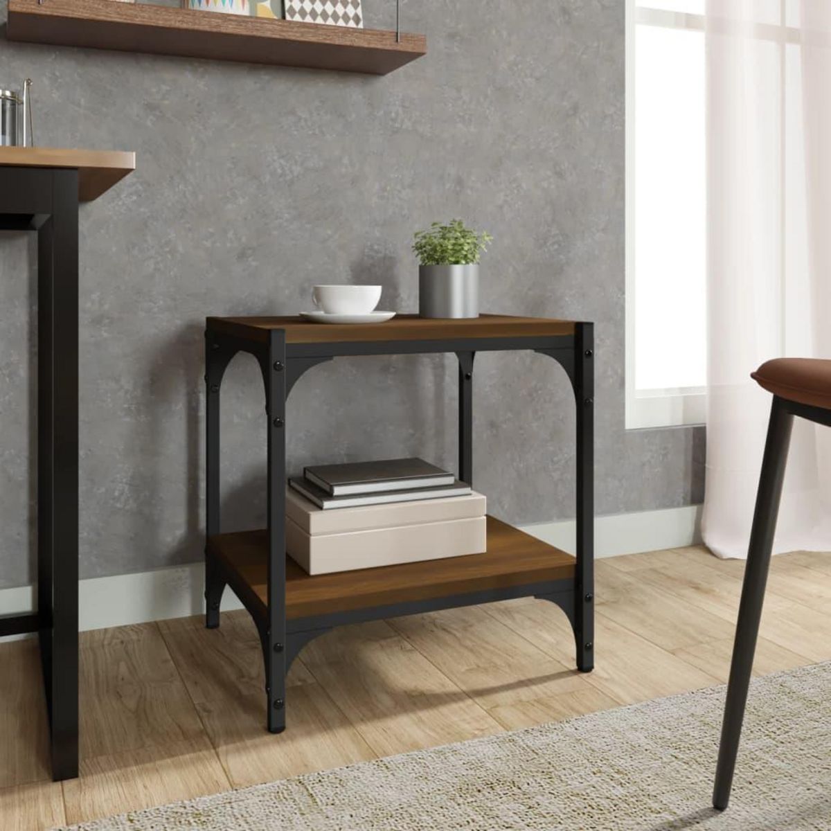 VIDAXL Meuble TV Chene marron 40x33x41 cm Bois d'ingenierie et acier