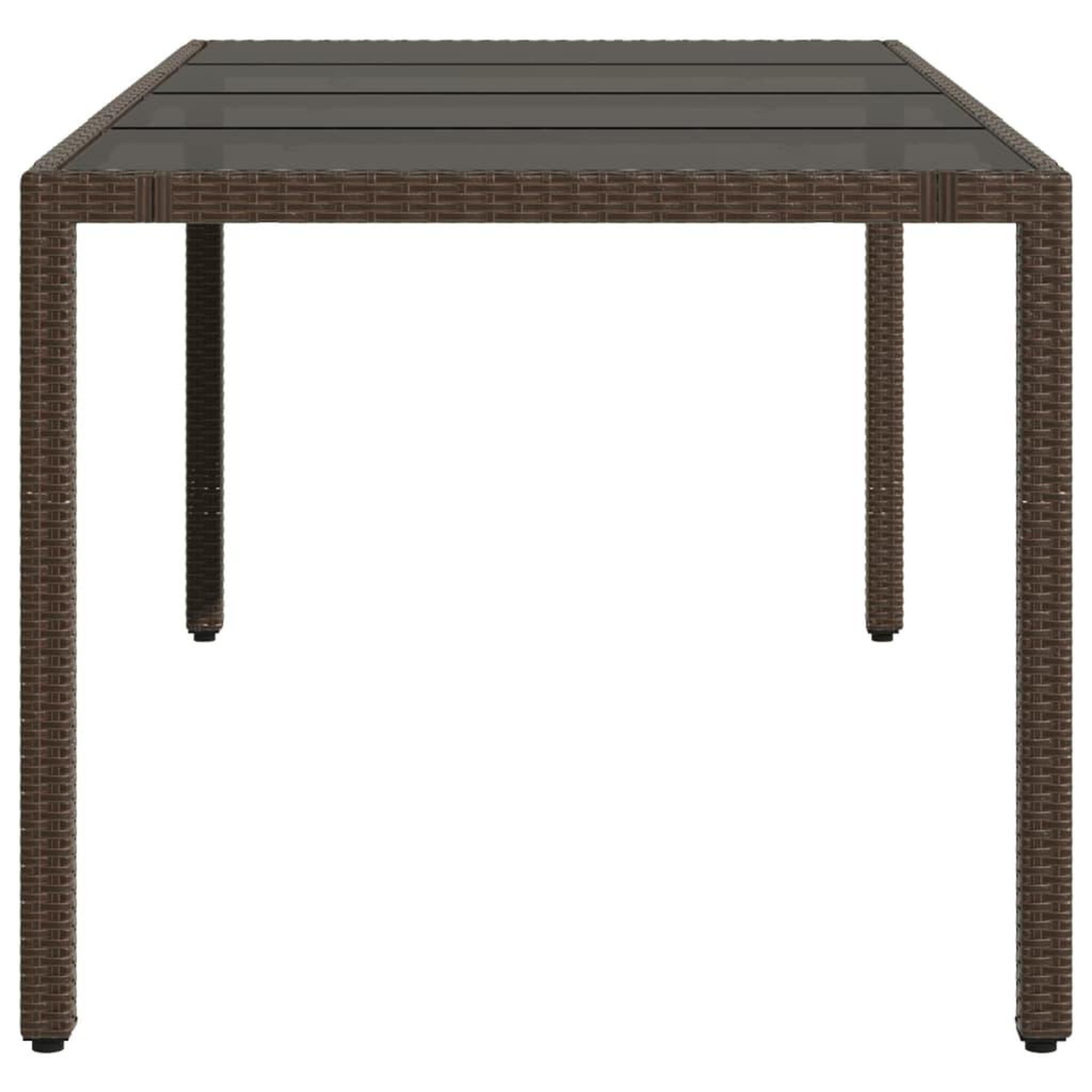 Voir la diapositive 5 : VIDAXL Table de jardin avec dessus en verre marron resine tressee