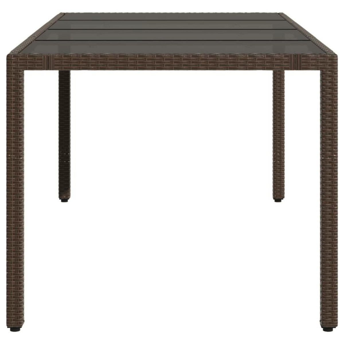 VIDAXL Table de jardin avec dessus en verre marron resine tressee