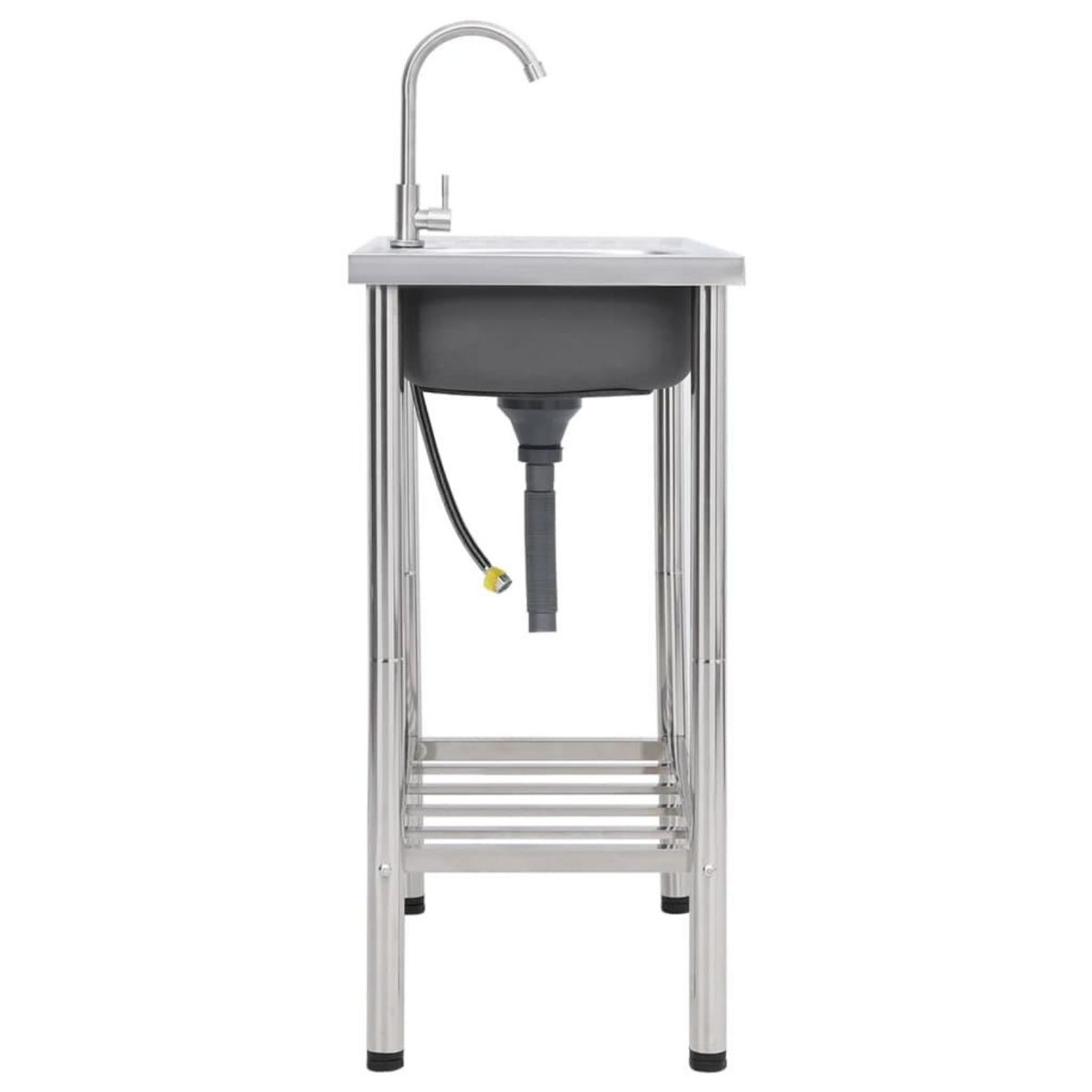 VIDAXL Evier de camping Seul lavabo avec robinet Acier inoxydable