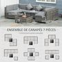 Voir la diapositive 3 : OUTSUNNY Ensemble salon de jardin 7 pièces modulables - table basse plateau verre trempé, coussins déhoussables - résine tressée grise