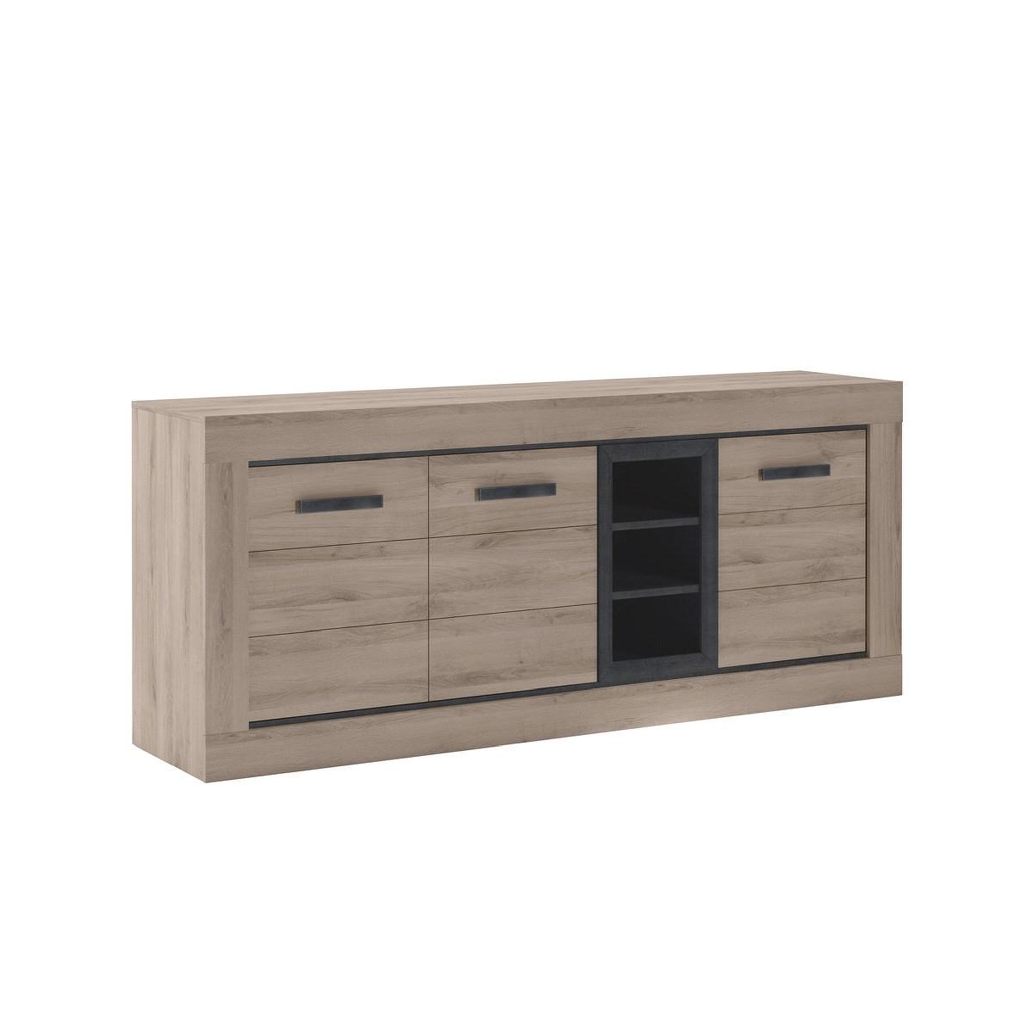 Voir la diapositive 5 : JLC KREATION Salle à manger complète moderne en bois moa (buffet+table)