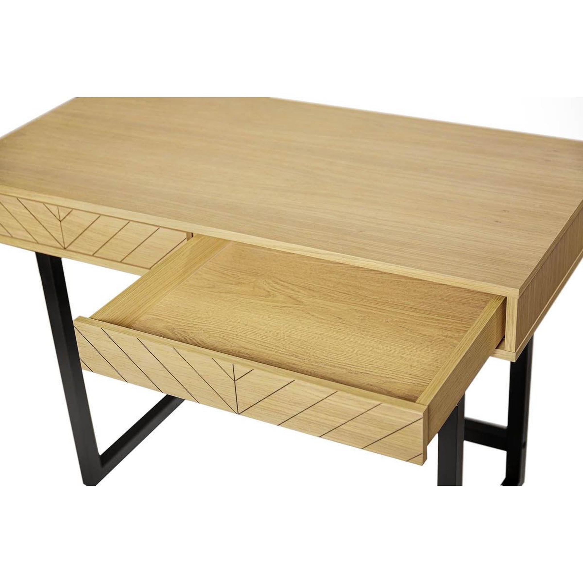Voir la diapositive 5 : Paris Prix Bureau en bois 2 tiroirs  camden  110cm naturel