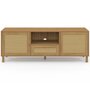 Voir la diapositive 3 : ID MARKET Meuble TV 140 cm vintage HANAE 3 portes effet naturel cannage