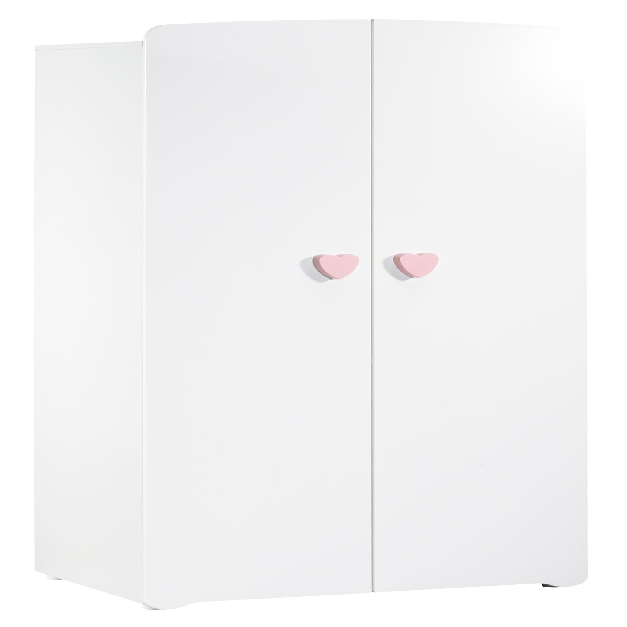 BABY PRICE Armoire chambre bébé 2 portes NEW BASIC Boutons C&oelig;ur Rose