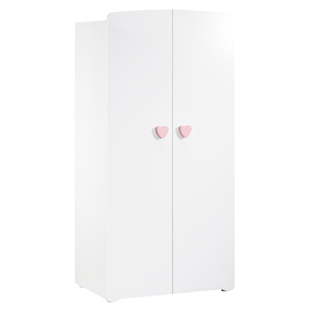 BABY PRICE Armoire chambre bébé 2 portes NEW BASIC Boutons C&oelig;ur Rose