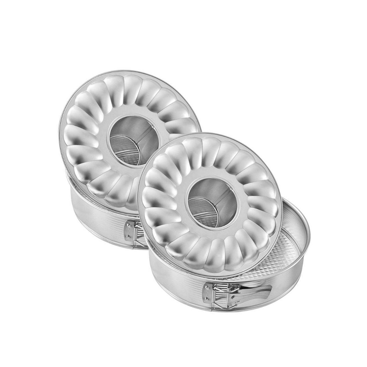 ZENKER Ensemble de 2 Moules à manqué et à savarin double fond 26 cm Zenker Silver