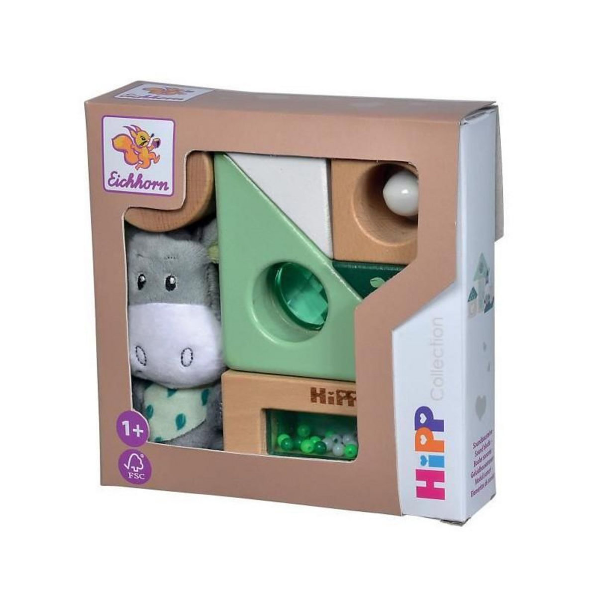 Eichhorn Jouet musical Eichhorn EH Baby Hipp en bois avec peluche