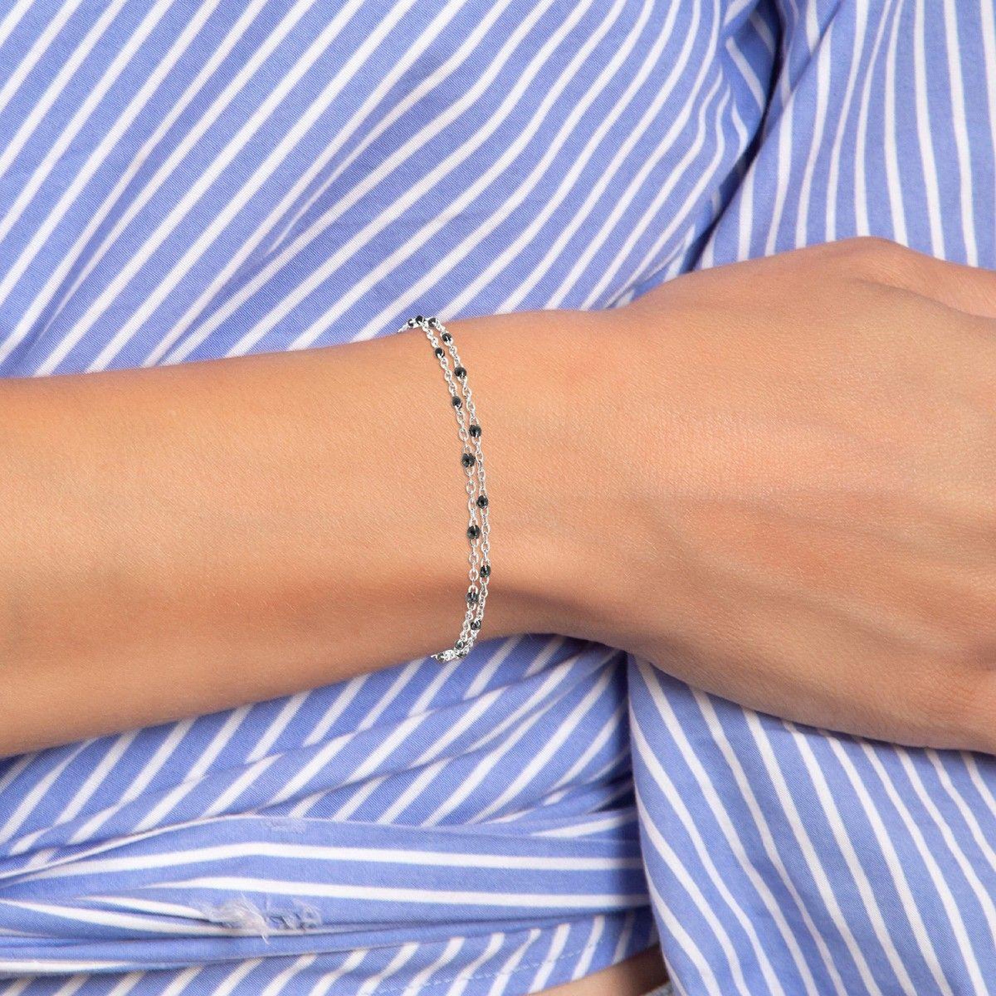 Voir la diapositive 2 : SC CRYSTAL Bracelet double tour et perles noires par SC Crystal