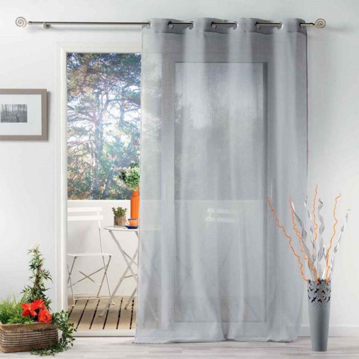 Paris Prix Rideau Voilage à Œillets  Zazy  140x280cm Gris