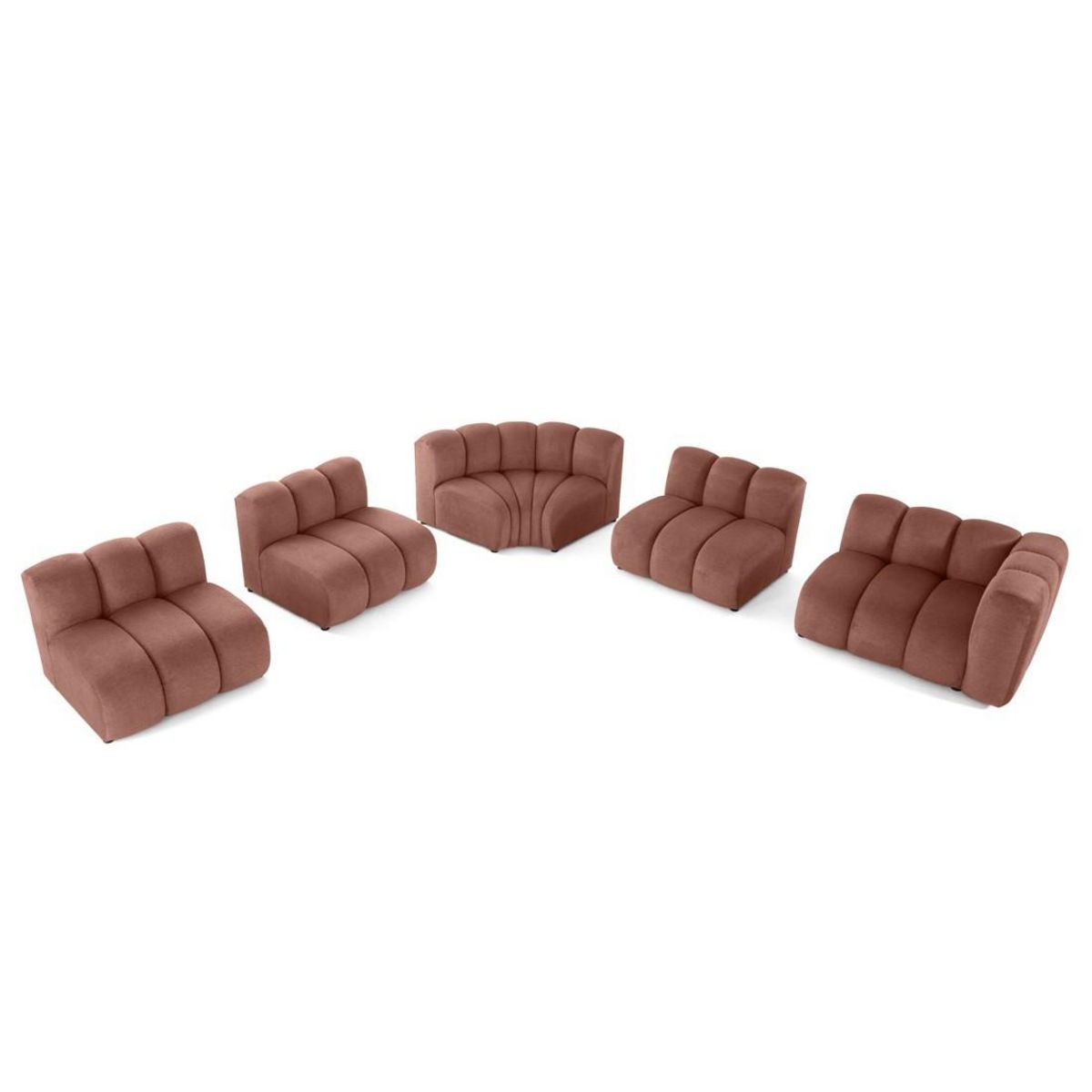 LISA DESIGN Debbie - canapé modulable d'angle gauche 5 places en tissu texturé