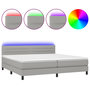 Voir la diapositive 2 : VIDAXL Sommier a lattes de lit matelas LED Gris clair 200x200 cm Tissu
