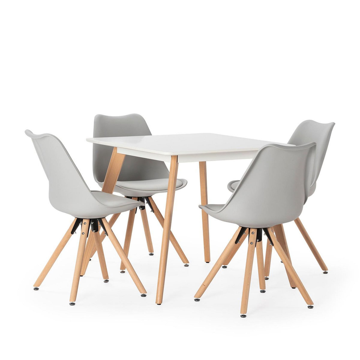 VS VENTA-STOCK Ensemble table 80x80 cm et 4 chaises de salle à manger Jeff grises