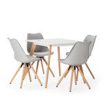 VS VENTA-STOCK Ensemble table 80x80 cm et 4 chaises de salle à manger Jeff grises