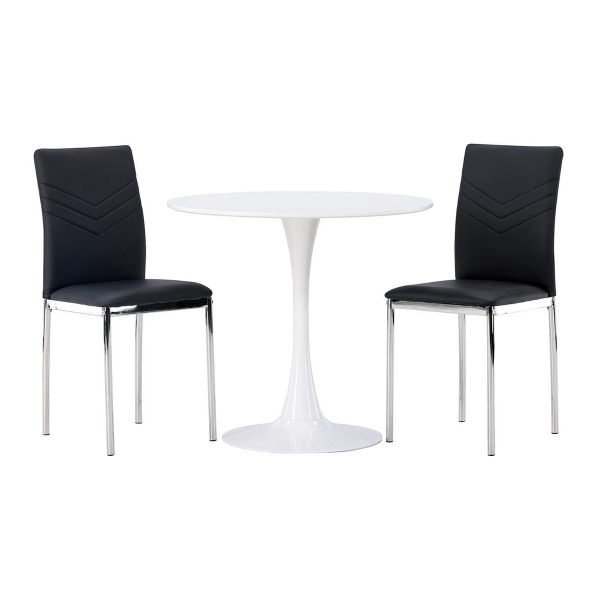Paris Prix Ensemble table à manger & 2 chaises  hamden & lily  80cm blanc & noir