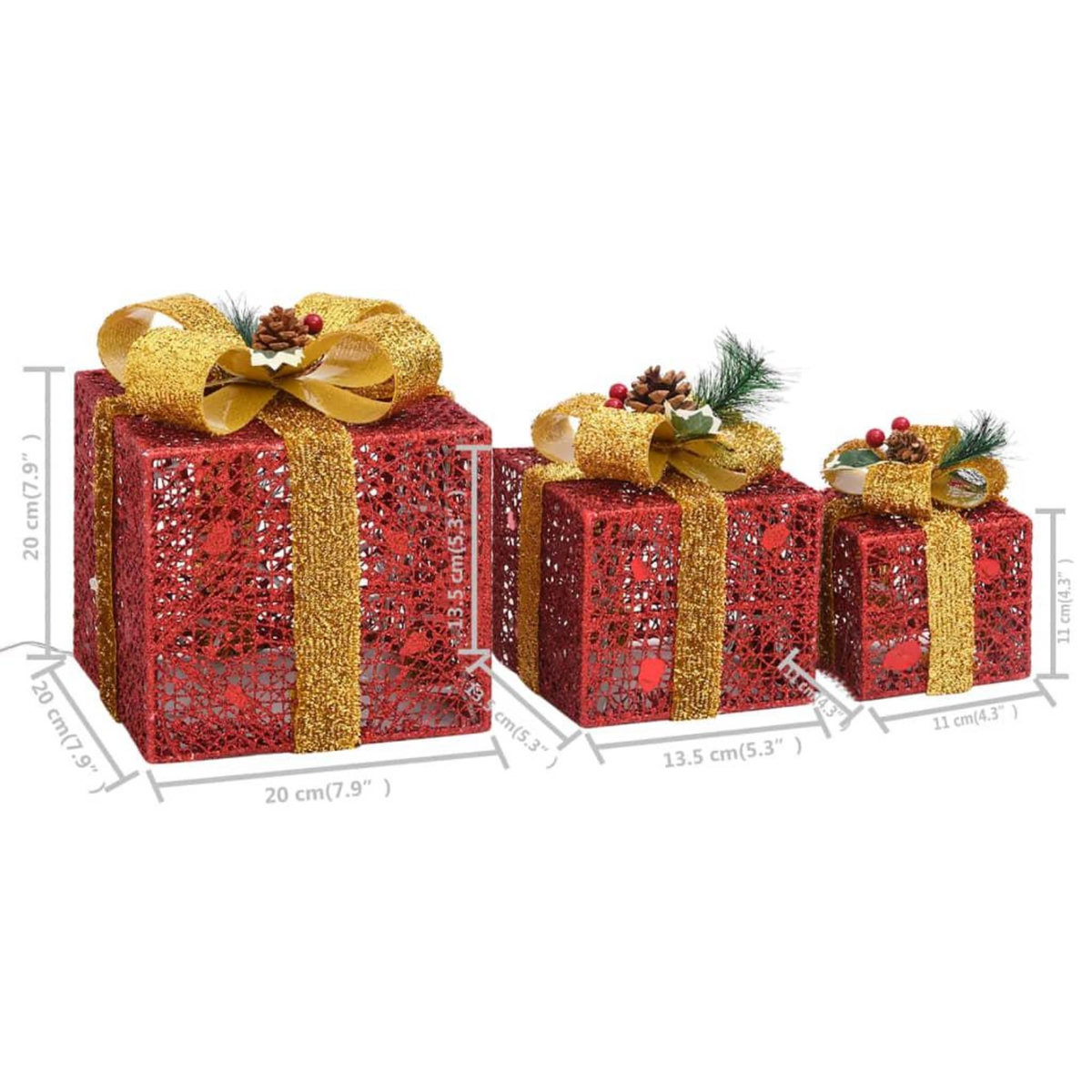 VIDAXL Boîtes-cadeaux de Noël decoratives 3 pcs Exterieur Interieur