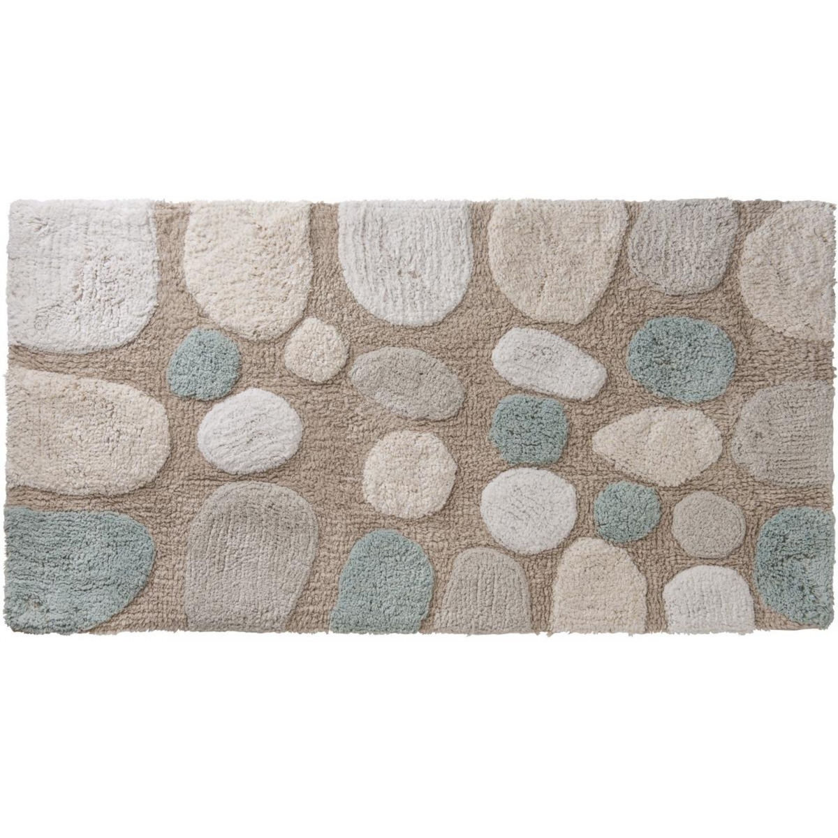 GUY LEVASSEUR Tapis de bain déco galet en coton tufté 60x120cm
