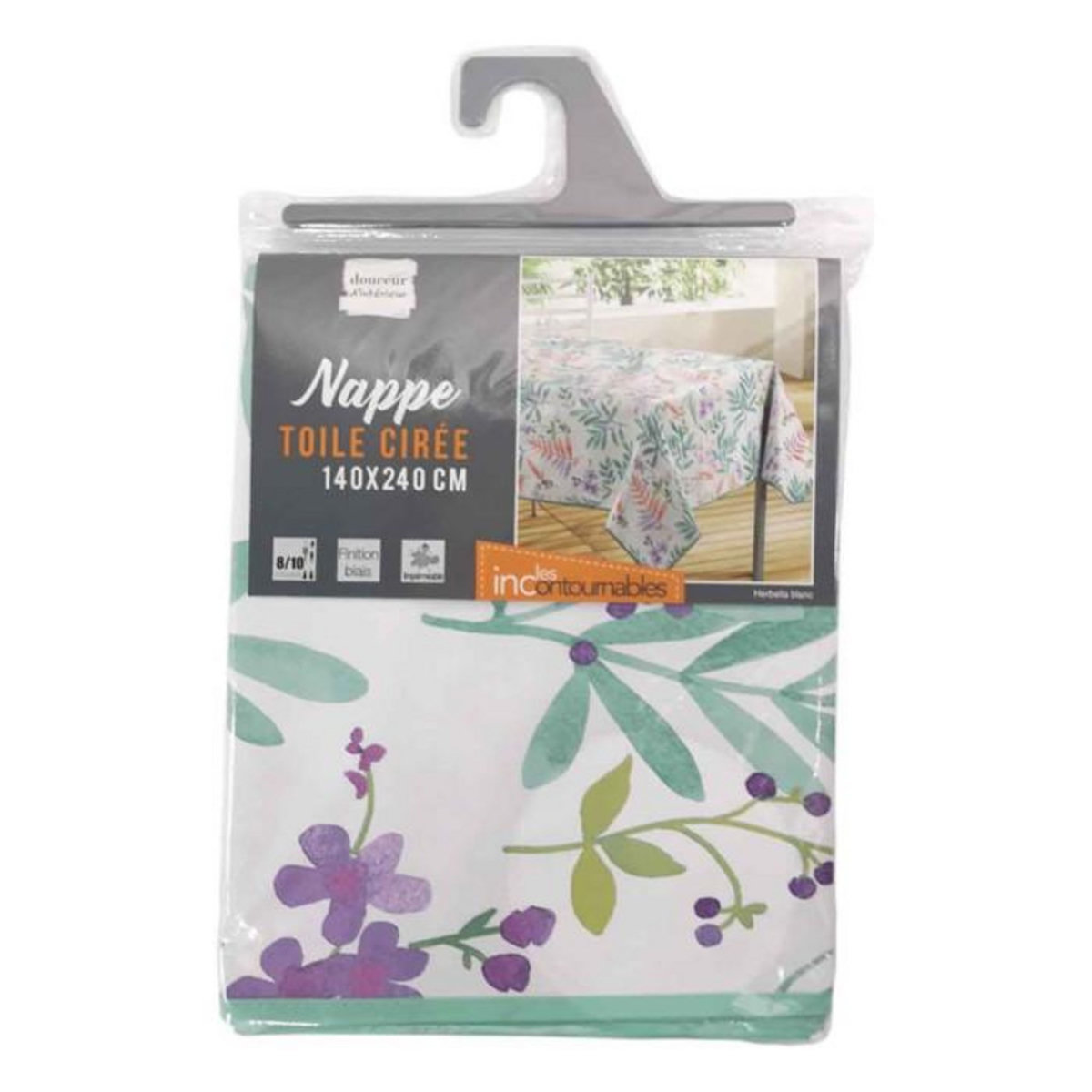 Paris Prix Nappe Toile Cirée  Herbella  140x240cm Blanc