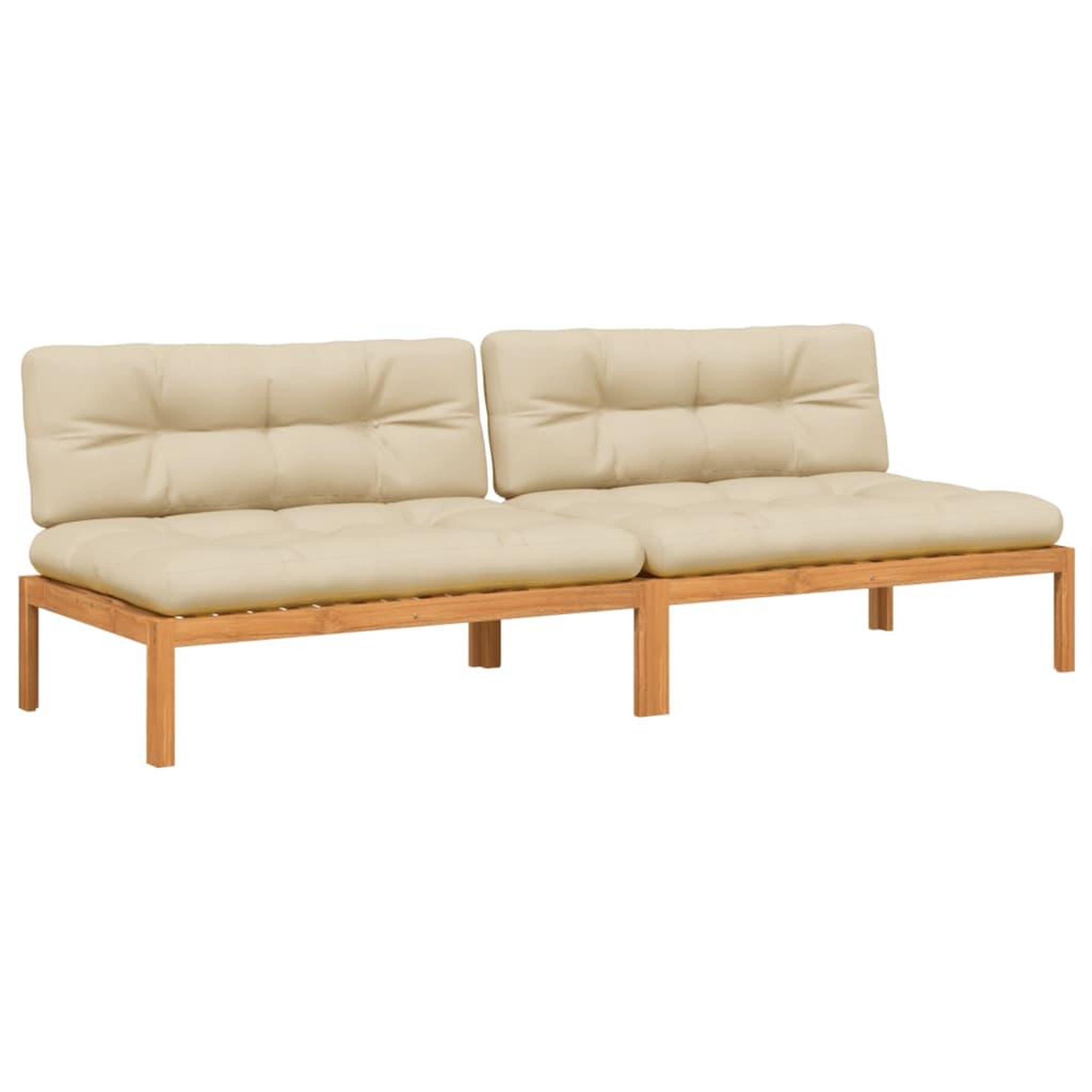 Voir la diapositive 2 : VIDAXL Canapes centraux palette de jardin et coussins 2pcs bois acacia