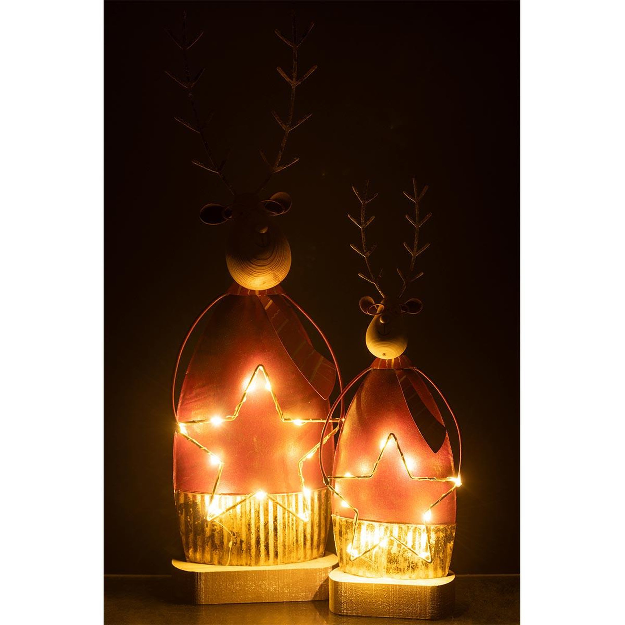 Voir la diapositive 6 : J-LINE Renne déco à led  étoile  45cm rouille