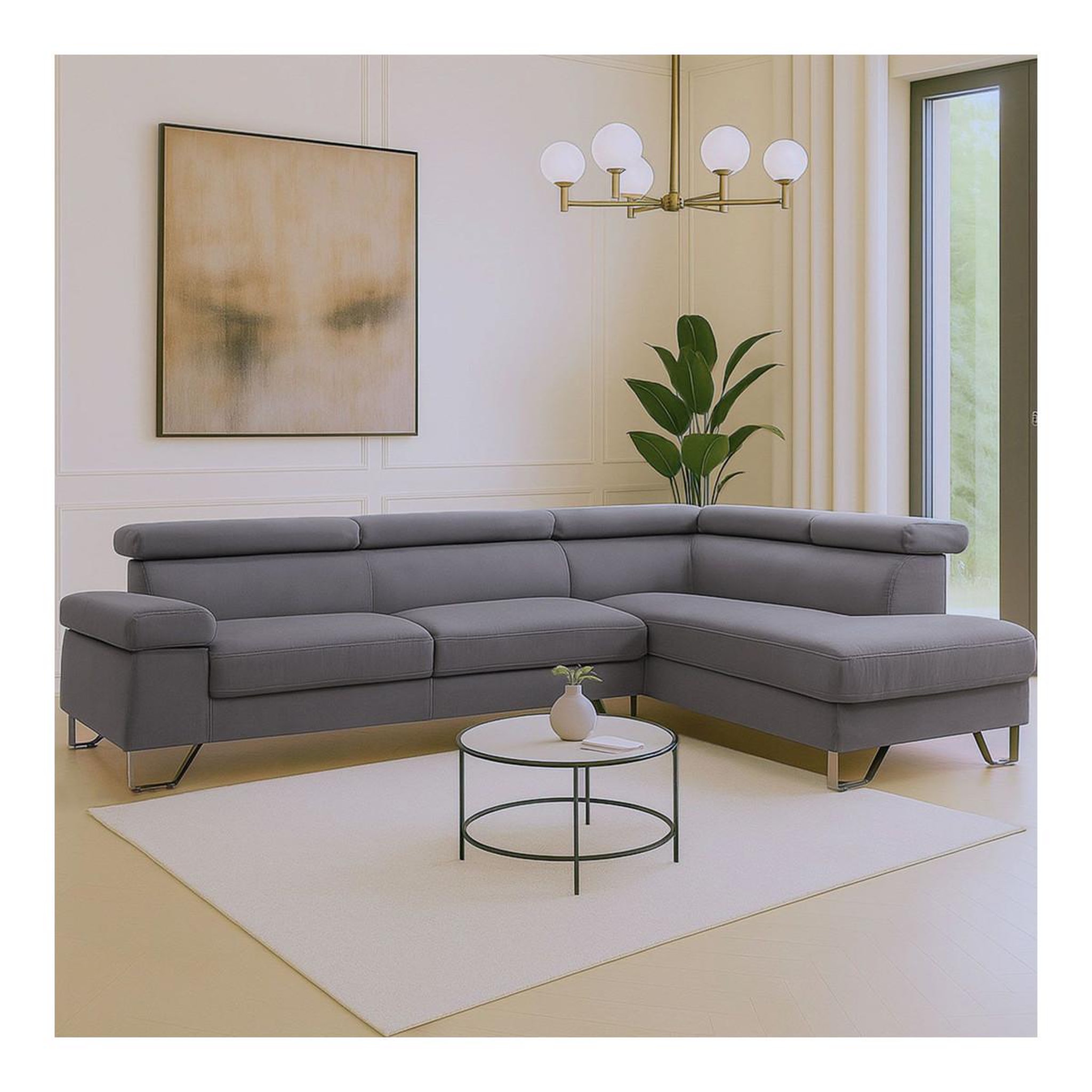 Voir la diapositive 6 : Paris Prix Canapé d'angle droit en velours  xumi  260cm gris