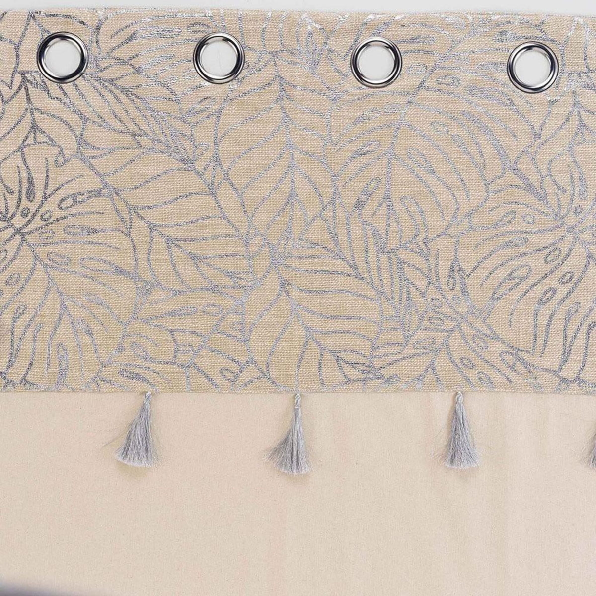 Douceur d'Intérieur Rideau 140x240 uni top métal pompons Solea argent