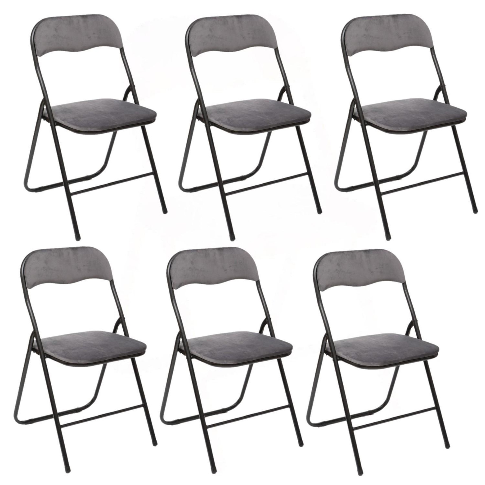 Voir la diapositive 1 : TOILINUX Lot de 6 Chaises pliantes effet velours