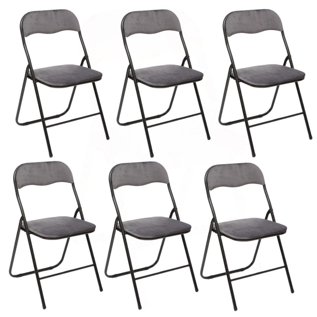 TOILINUX Lot de 6 Chaises pliantes effet velours