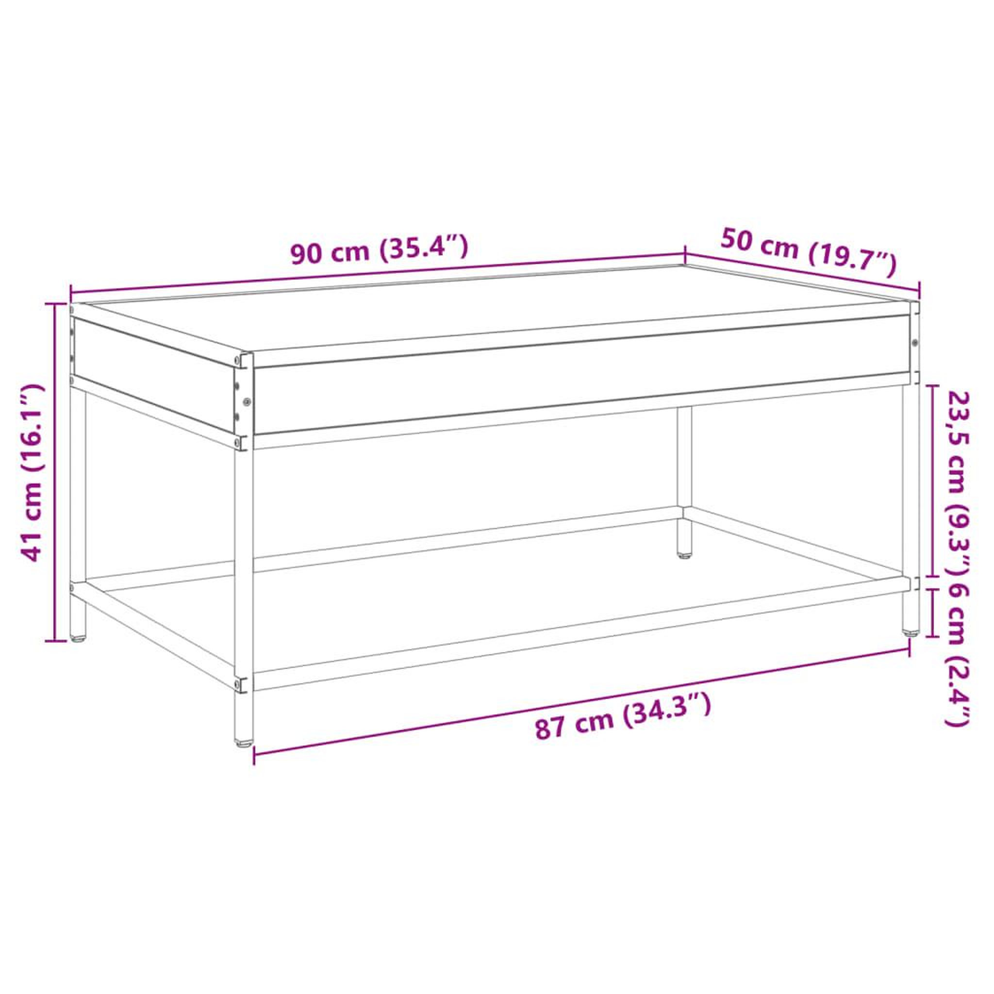 Voir la diapositive 6 : VIDAXL Table basse avec LED infini chene sonoma 90x50x41 cm