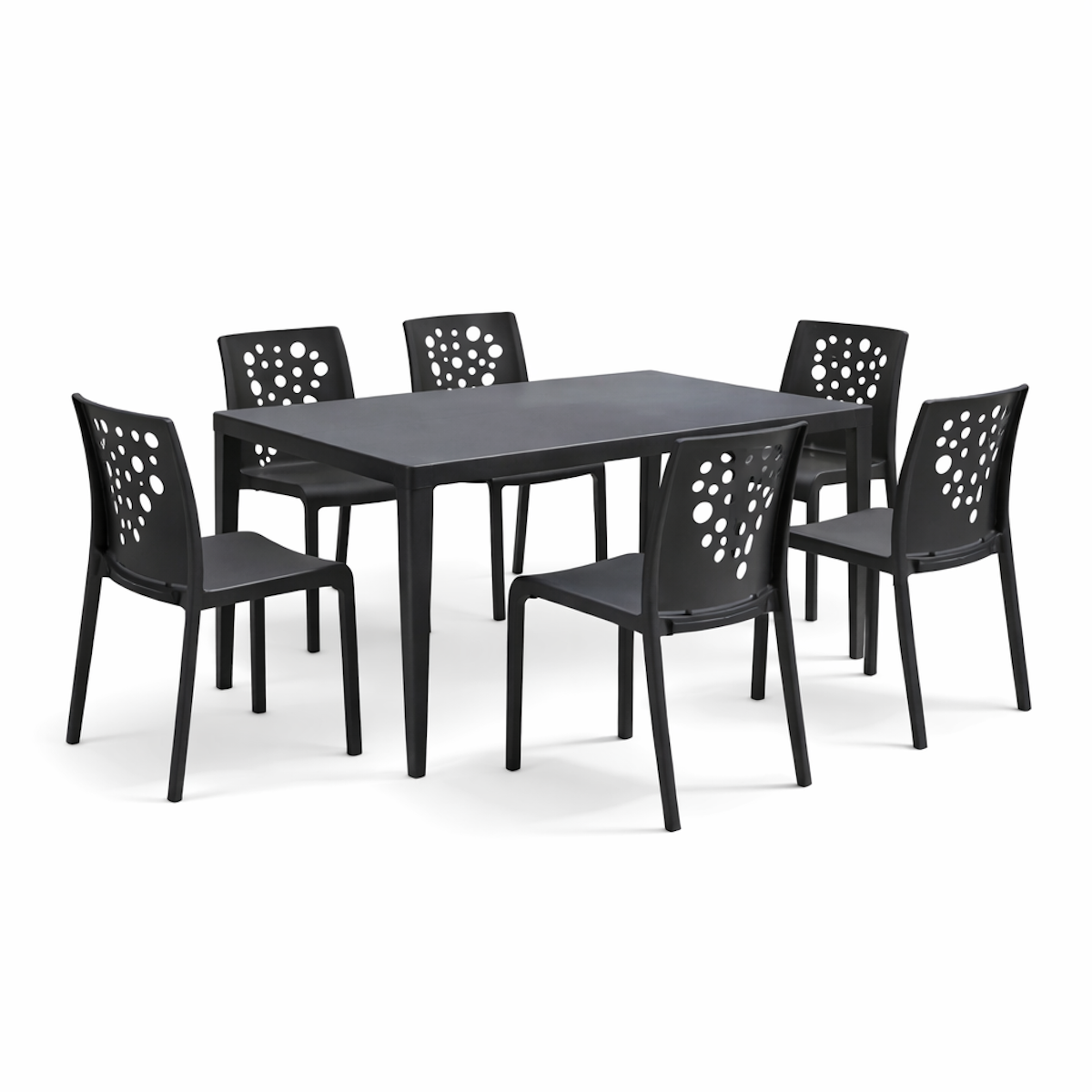 CONCEPT USINE Table Master 6 places et 6 chaises gris anthracite MASTER