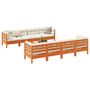 Voir la diapositive 1 : VIDAXL Salon de jardin 9 pcs avec coussins marron cire bois pin massif