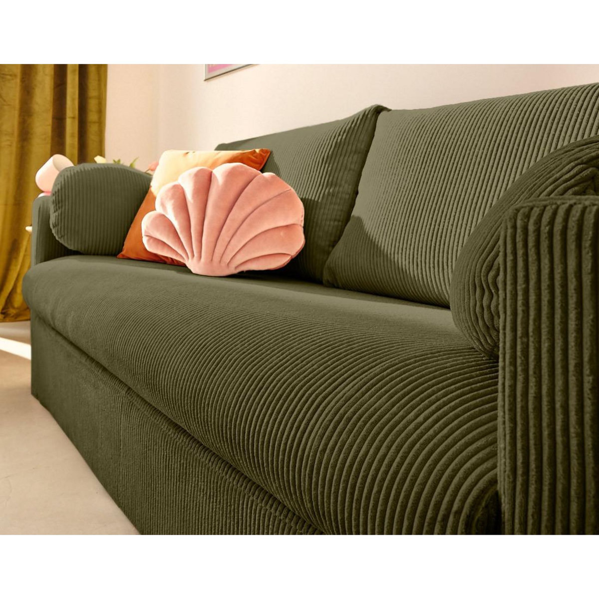 LISA DESIGN Serena - canapé droit déhoussable 3 places en velours côtelé