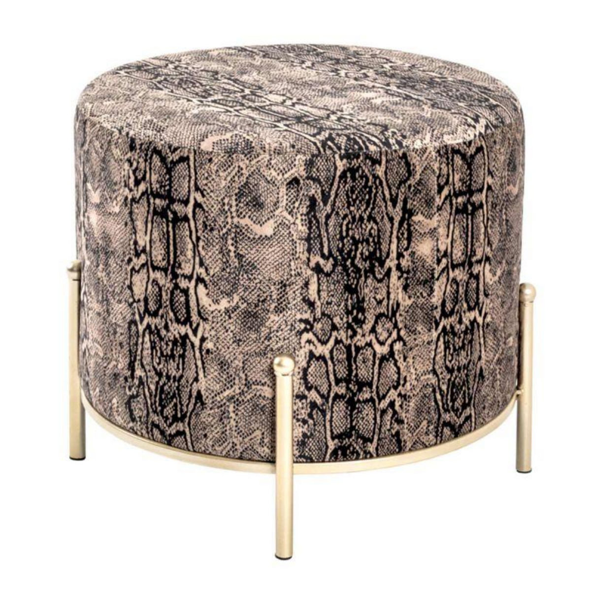 Paris Prix Tabouret en Velours  Motif Serpent  35cm Marron