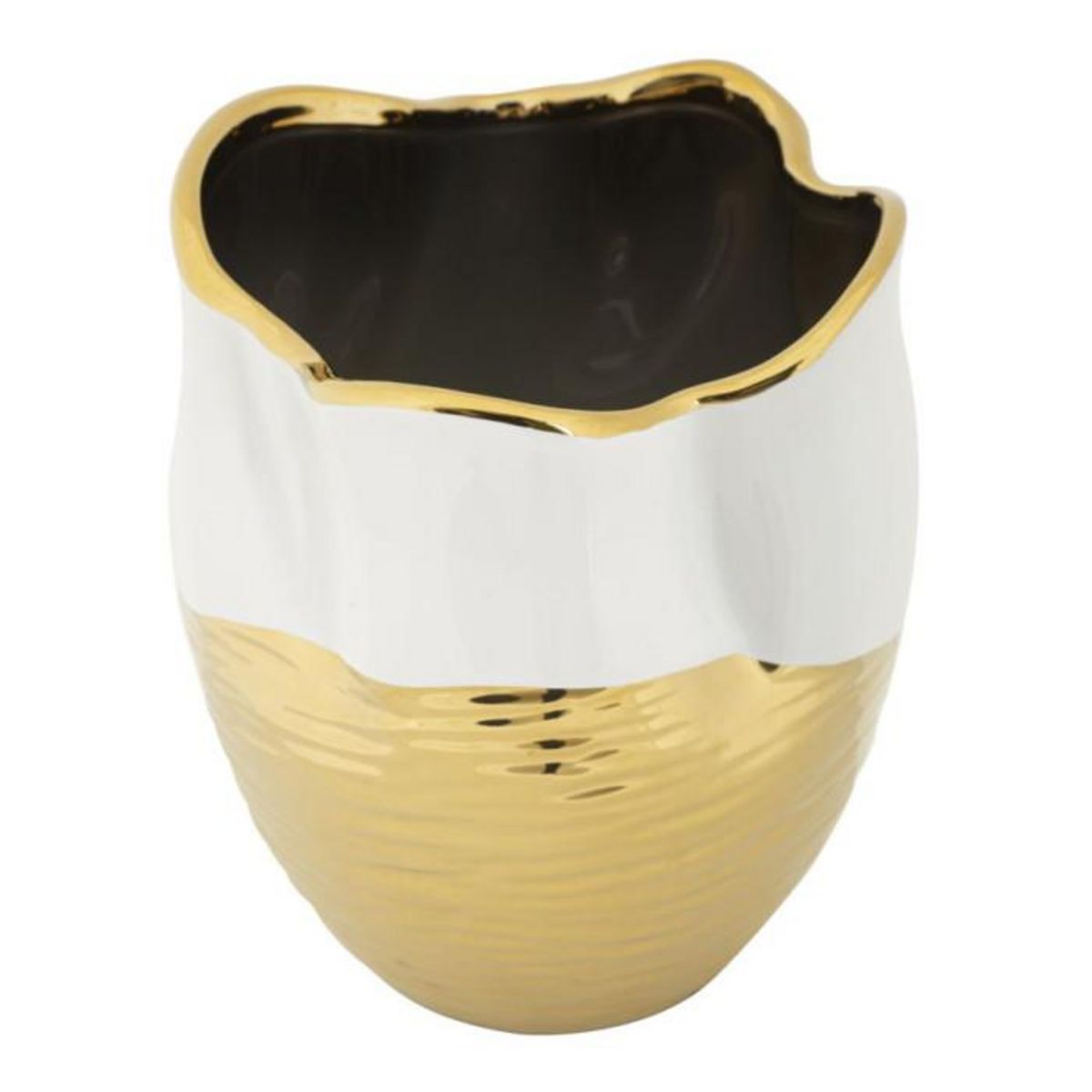 Paris Prix Vase Design en Céramique  Lux  25cm Blanc & Or