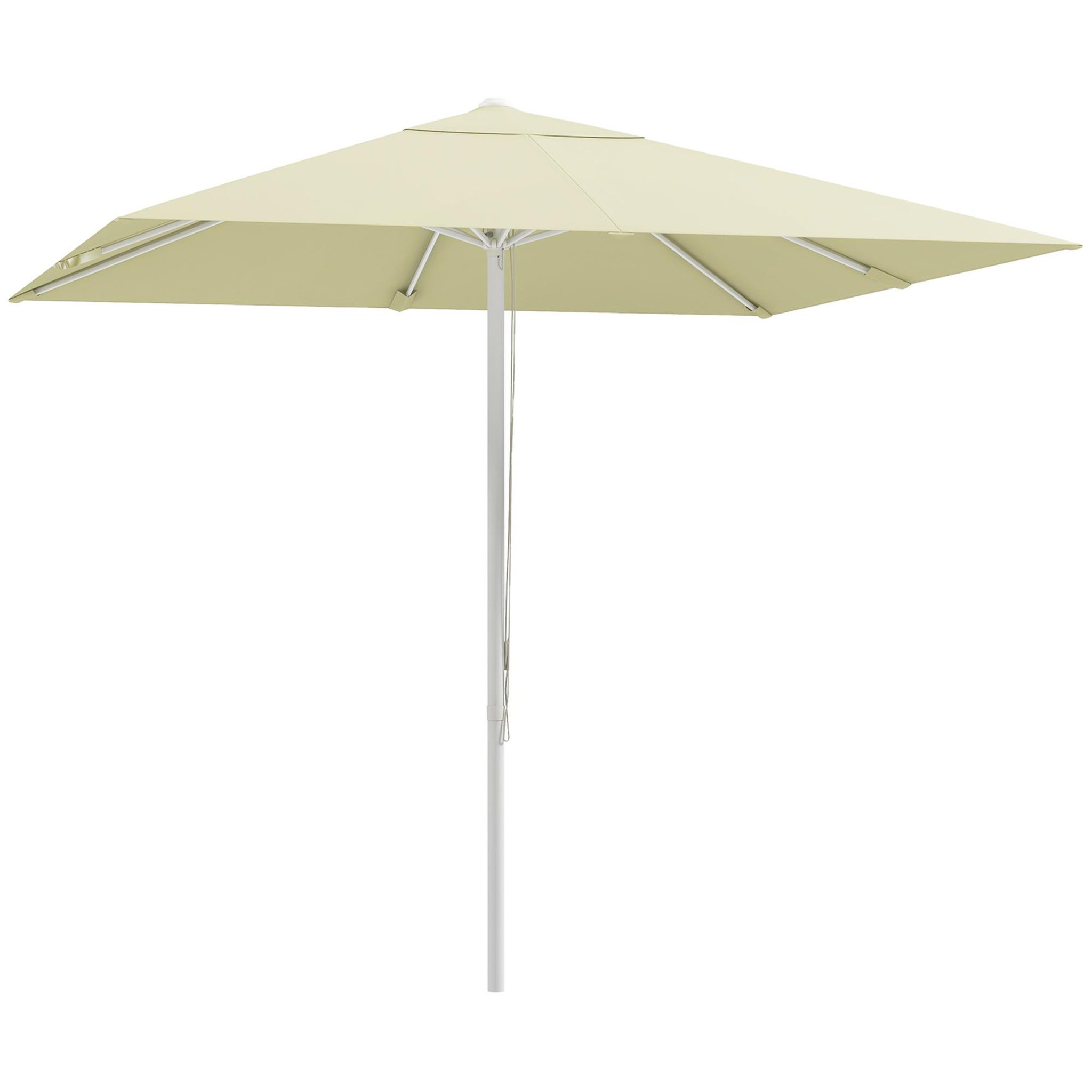 Voir la diapositive 1 : OUTSUNNY Parasol de jardin carré réglable dim. 2,48L x 2,48l x 2,50H m alu métal polyester haute densité 180 g/m² beige