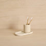 Voir la diapositive 2 : FIVE Gobelet Brosse à Dents en Résine  Olea  9cm Beige