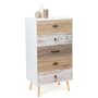 Voir la diapositive 1 : ID MARKET Chiffonnier 5 tiroirs BAHIA 60 cm scandinave commode semainier