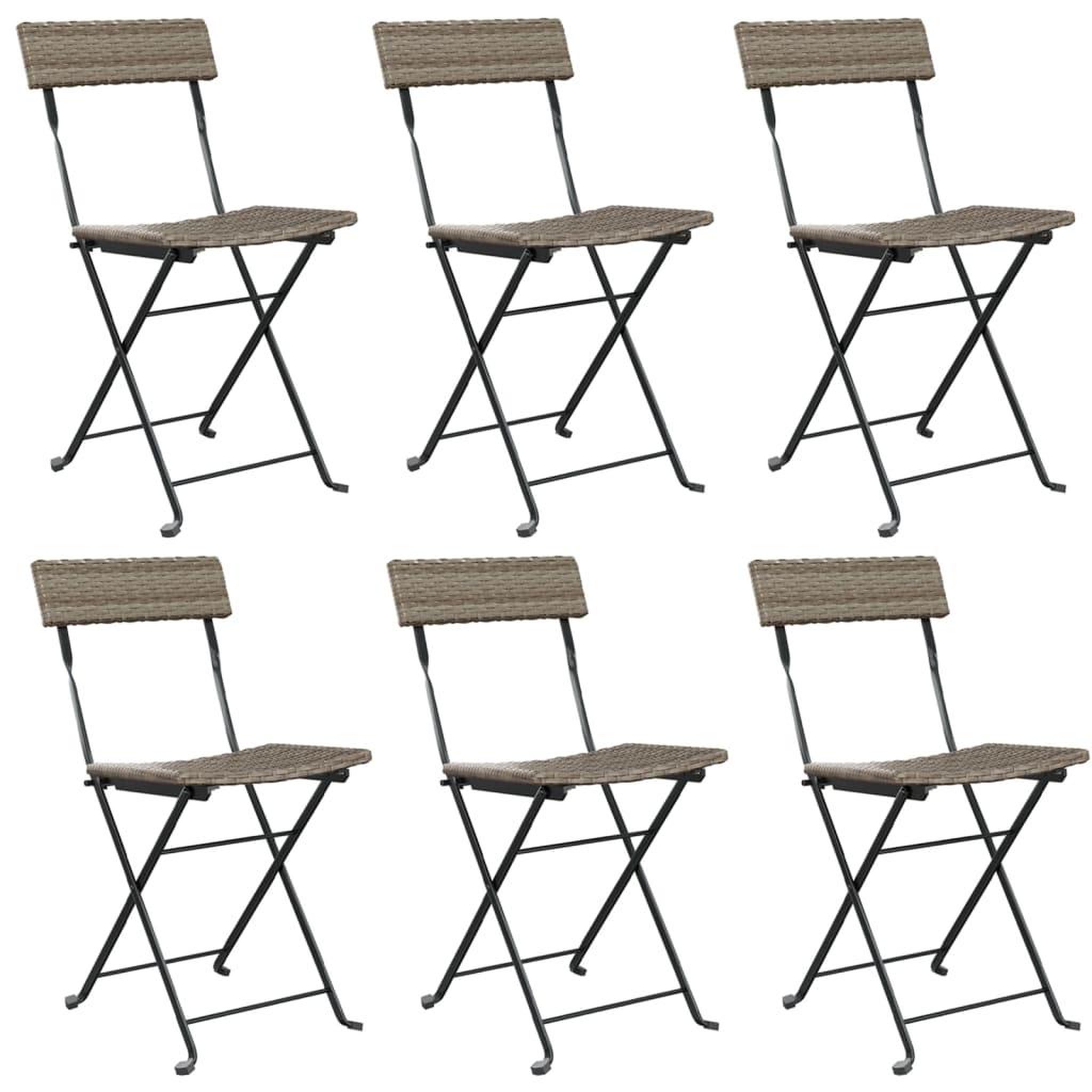 Voir la diapositive 2 : VIDAXL Chaises de bistrot pliantes lot de 6 Gris Resine tressee acier