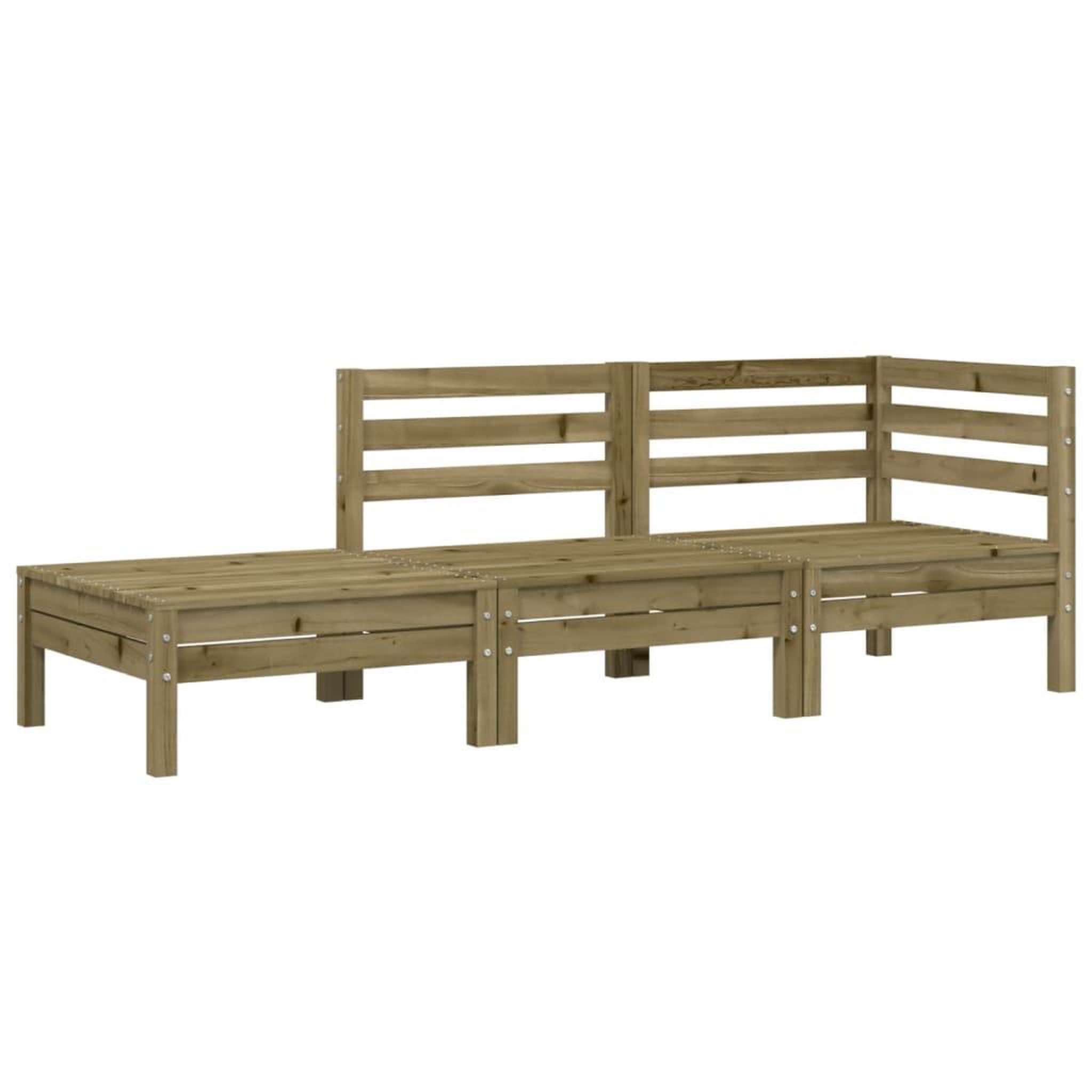 Voir la diapositive 2 : VIDAXL Canape de jardin 3 places bois de pin impregne
