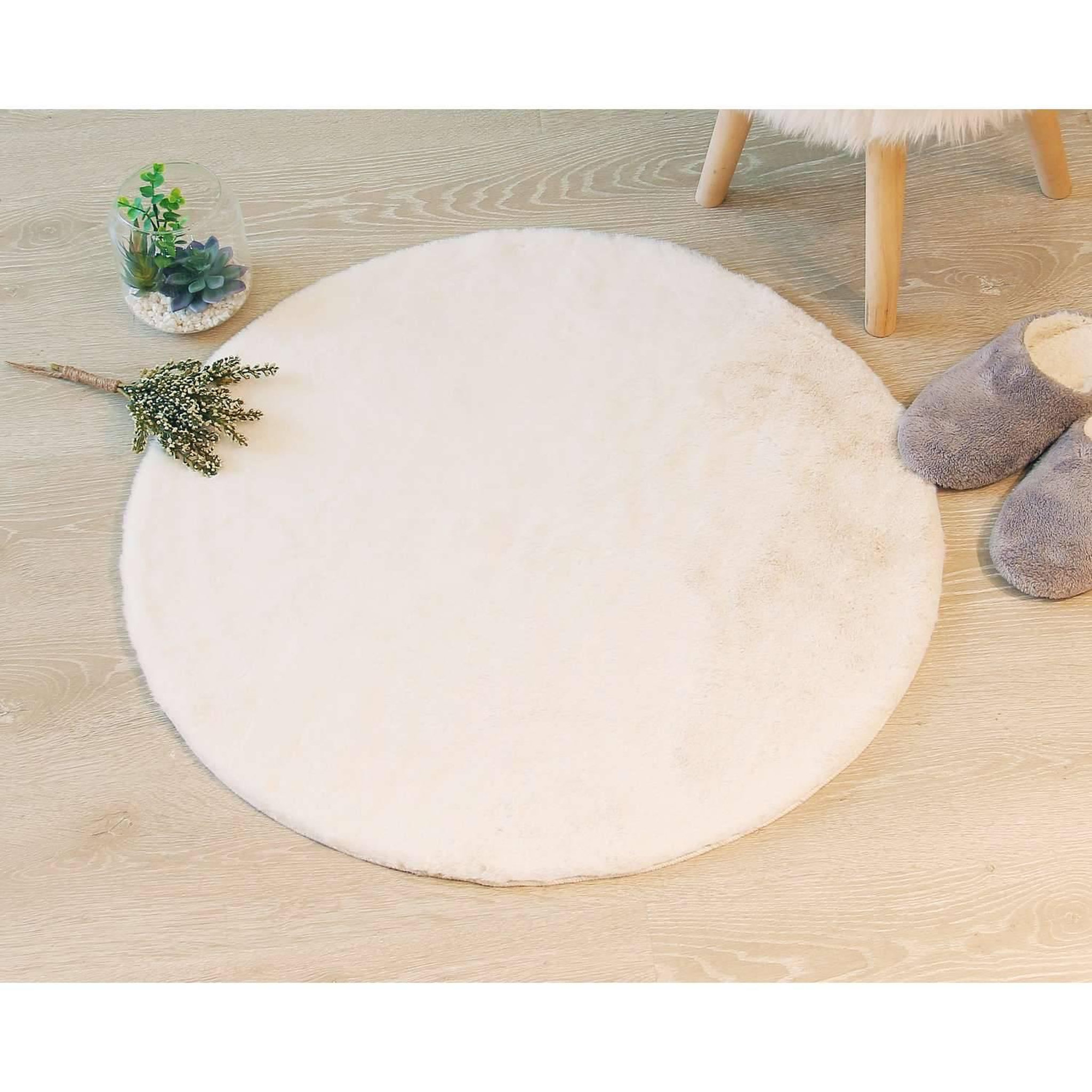 Voir la diapositive 2 : ATMOSPHERA Tapis rond extra doux - diam 80 cm - ivoire