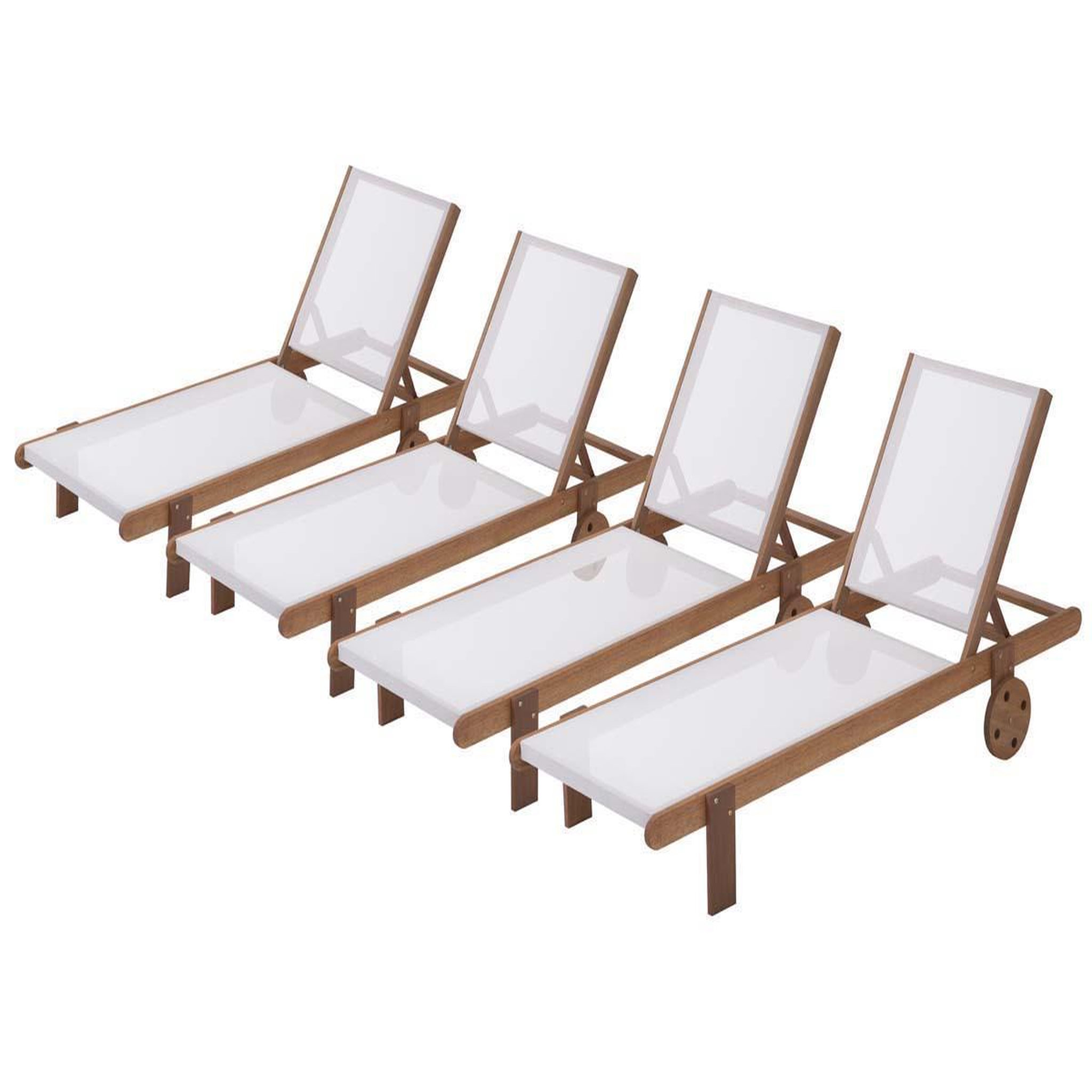 Voir la diapositive 1 : Habitat et Jardin Bain de soleil en bois exotique  saïgon  - maple - ecru - lot de 4