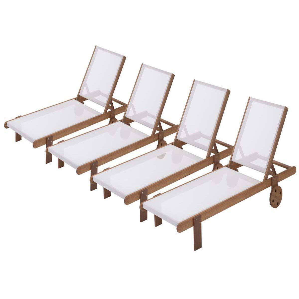 Habitat et Jardin Bain de soleil en bois exotique  Saïgon  - Maple - Ecru - Lot de 4