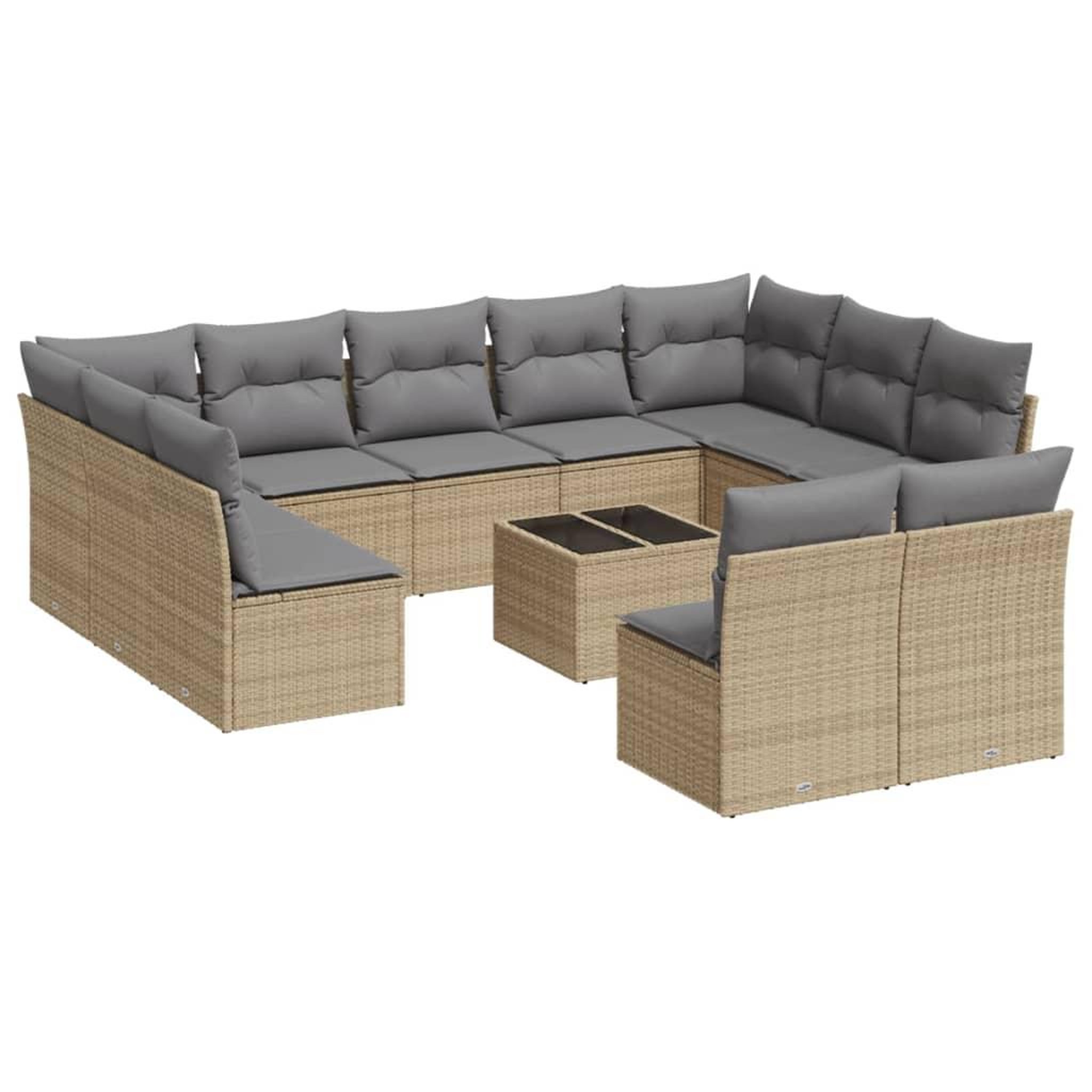 Voir la diapositive 2 : VIDAXL Salon de jardin avec coussins 12 pcs beige resine tressee