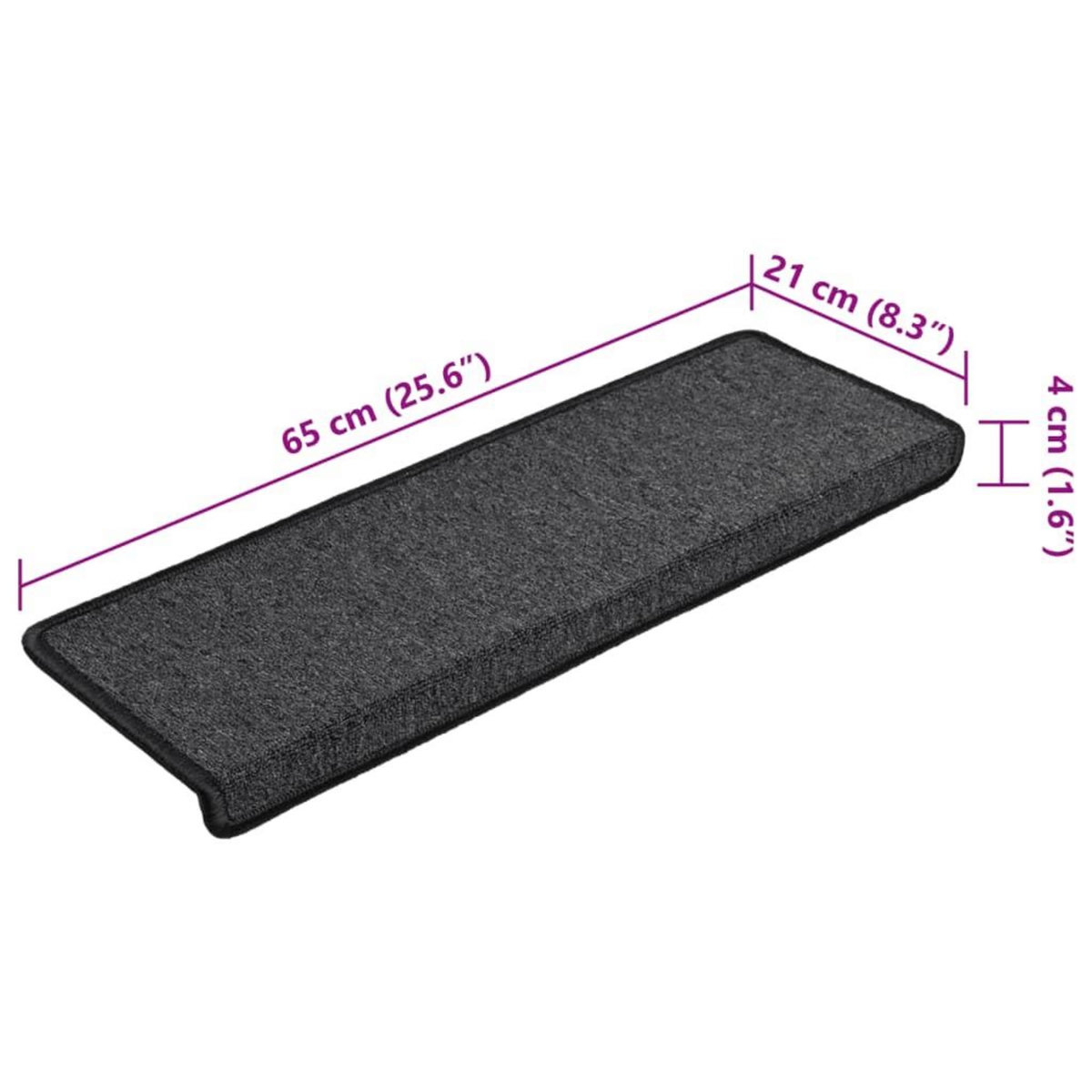 VIDAXL Tapis d'escalier 15 pcs 65x21x4 cm Anthracite