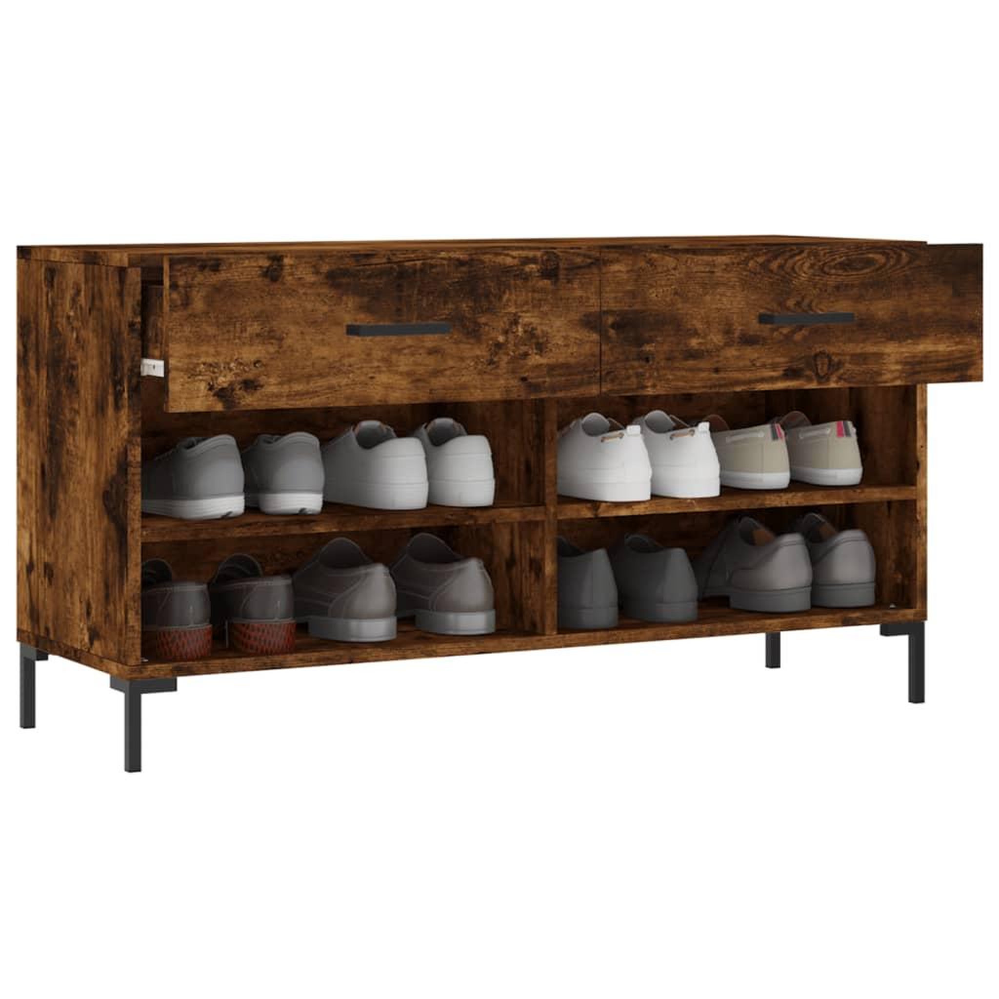Voir la diapositive 4 : VIDAXL Banc a chaussures chene fume 102x35x55 cm bois d'ingenierie
